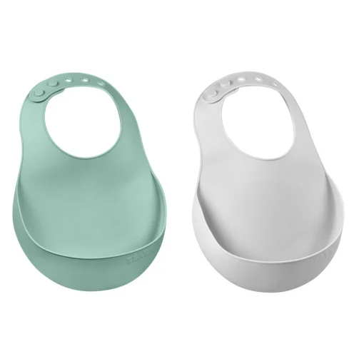 Lot De 2 Bavoirs Silicone Light Mist/Sage Green